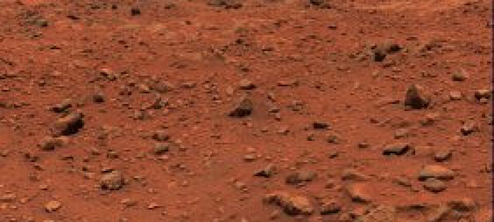 "Rød sand på Mars."