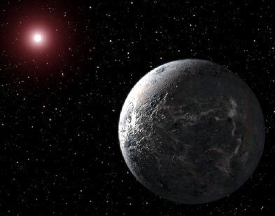 Eksoplaneten OGLE-2005-BLG-390Lb er en av de mest jordlignende planetene som er oppdaget så langt. (Illustrasjon: NASA)