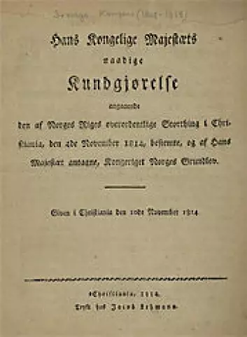 Norges gunnlov per 1814.