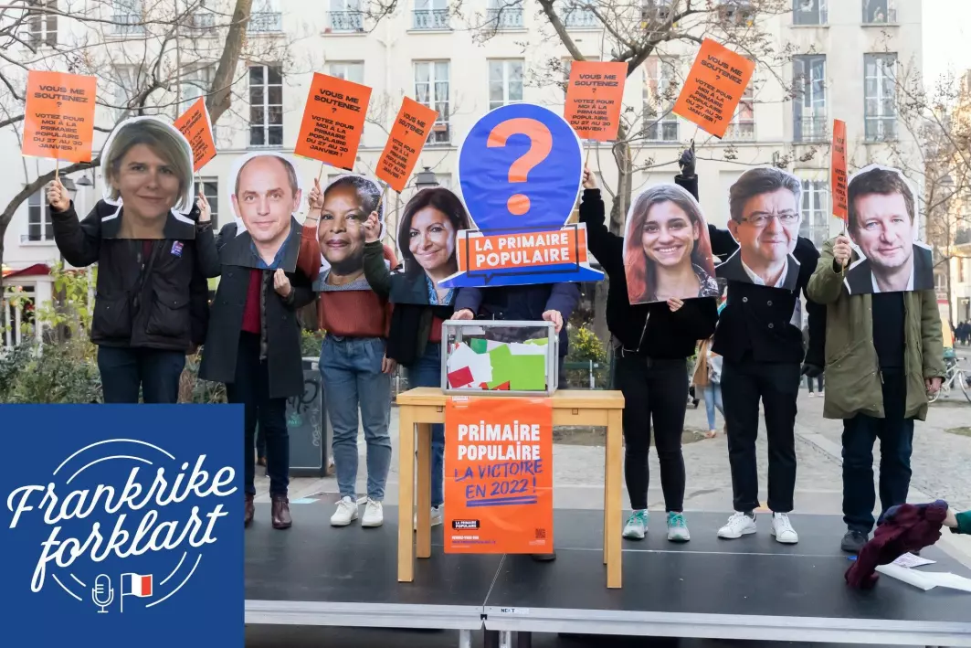 Syv kandidater slåss om den franske venstresiden. Her fra en demonstrasjon i Paris tidligere i Januar.