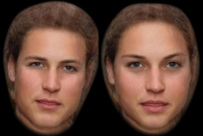 "Dataverktøyet serverte disse unge fjesene da forskerne matet det med bilder av prince William og Catherine Middleton. (Bilde: David Perrett and Amanda Hahn/University of St Andrews)" "Dataverktøyet serverte disse unge fjesene da forskerne matet det med bilder av prince William og Catherine Middleton. (Bilde: David Perrett and Amanda Hahn/University of St Andrews)"