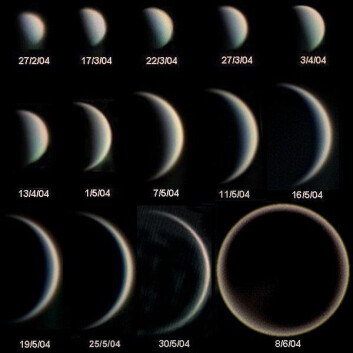 Fasene til planeten Venus (Foto: Statis Kalyvas - VT-2004 programme) Fasene til planeten Venus (Foto: Statis Kalyvas - VT-2004 programme)