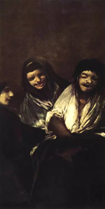 Død er sjelden det første man forbinder med latter. Men kanskje var det slike ting Fransisco de Goya hadde i tankene da han malte Mujeres riendo (Leende kvinner). (Kilde: Wikimedia Commons)