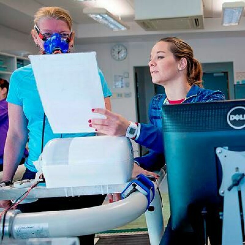 During the study conducted by Christina Gjestvang (right), half of the participants completed several physical tests, including maximum oxygen uptake on a treadmill. A total of 250 people between the ages of 18 and 71 participated.