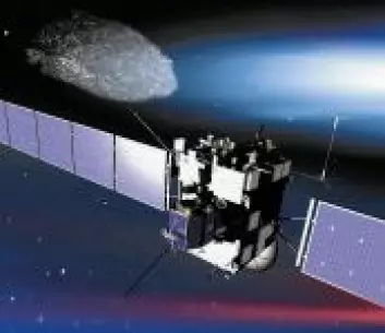 "Rosetta nærmer seg kometen. (Illustrasjon: ESA)"