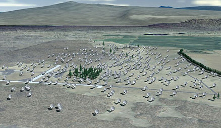 "Radioteleskopene ved Allen Telescope Array i Califonia brukes blant annet til å søke etter tegn til intelligent liv i rommet." "Radioteleskopene ved Allen Telescope Array i Califonia brukes blant annet til å søke etter tegn til intelligent liv i rommet."