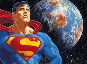 "Supermann - romvesen med kjempekrefter." "Supermann - romvesen med kjempekrefter."