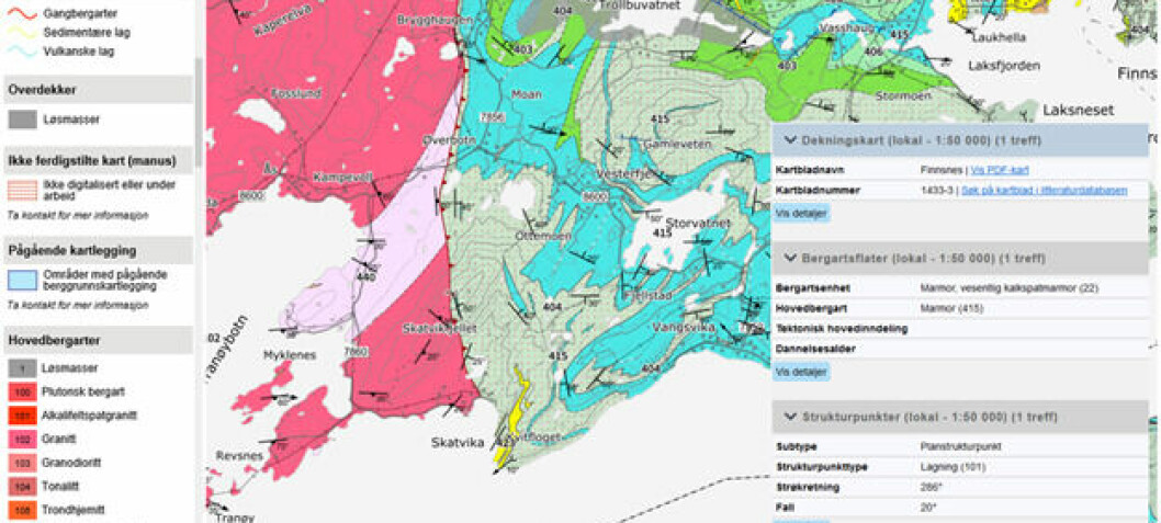 Nytt digitalt kart viser bergartene i Norge