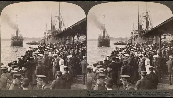 Norske emigranter forlater Christiania i 1905. De skal til Amerika.