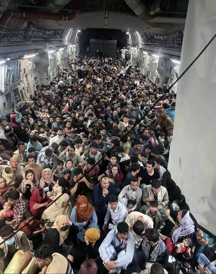 A U.S. Air Force C-17 Globemaster III safely transported approximately 640 Afghan citizens from Hamid Karzai International Airport 15th August 2021.