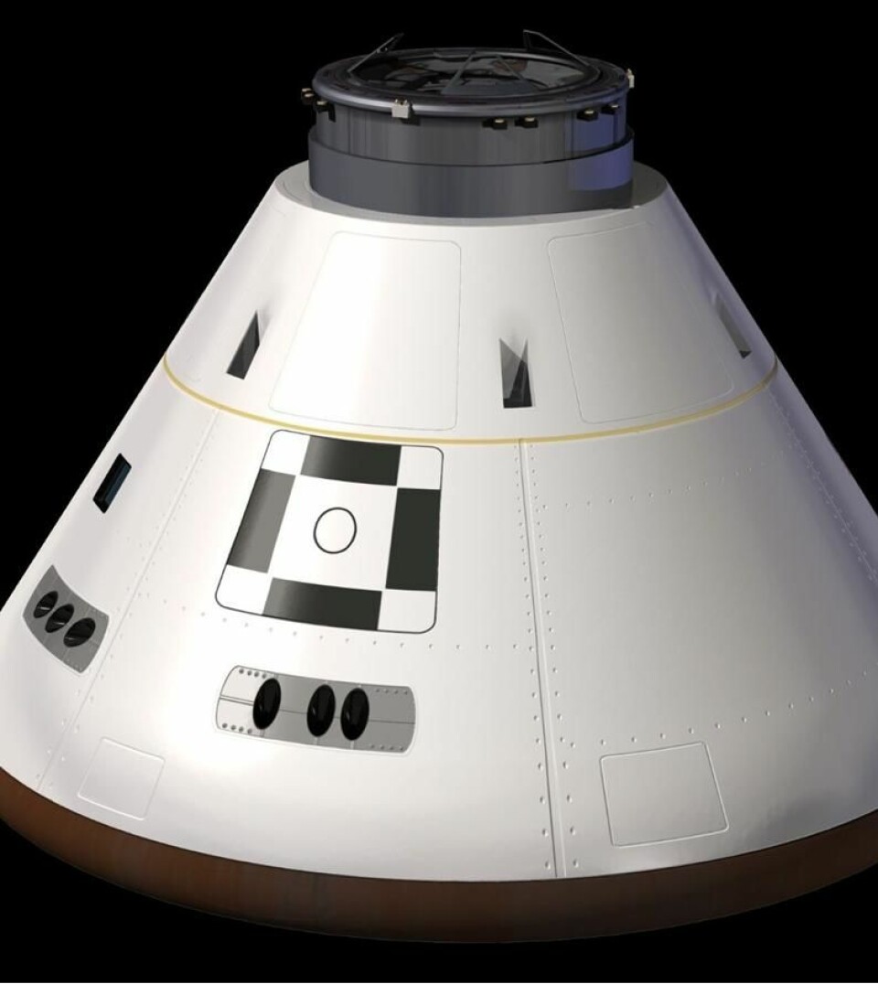 Orion-kapselen blir fraktet opp i rommet av Ares og er fartøyet som amerikanske astronauter vil befinne seg i når de en dag skal lande på månen eller Mars. (Foto: NASA)