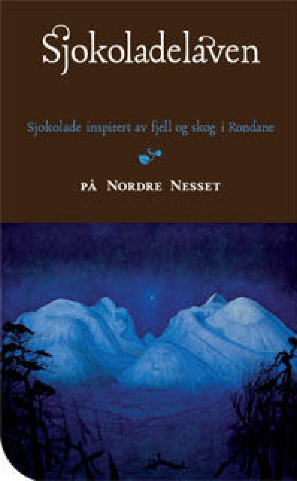 Etikett fra Sjokoladelåven med motivet Vinternatt i Rondane av Harald Sohlberg.