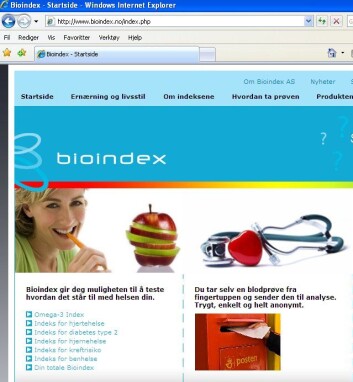 "Nettstedet www.bioindex.no" "Nettstedet www.bioindex.no"