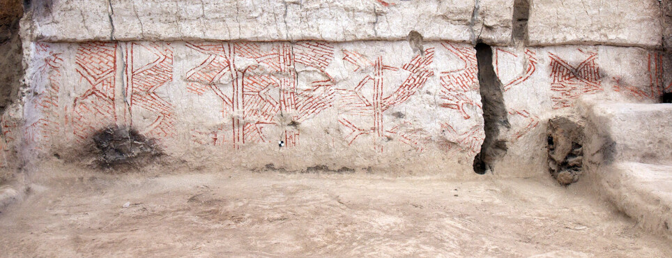 Et mønster malt på en av veggene i Catalhöyük.