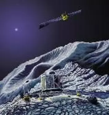 "Rosetta skal slippe et landingsfartøy ned på en komet. (Illustrasjon: Esa)"