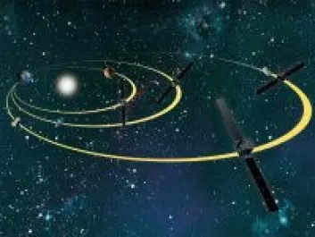 "Rosetta må samle opp fart ved å gå i bane rundt Jorden og Mars. Illustrasjon: Astrium"