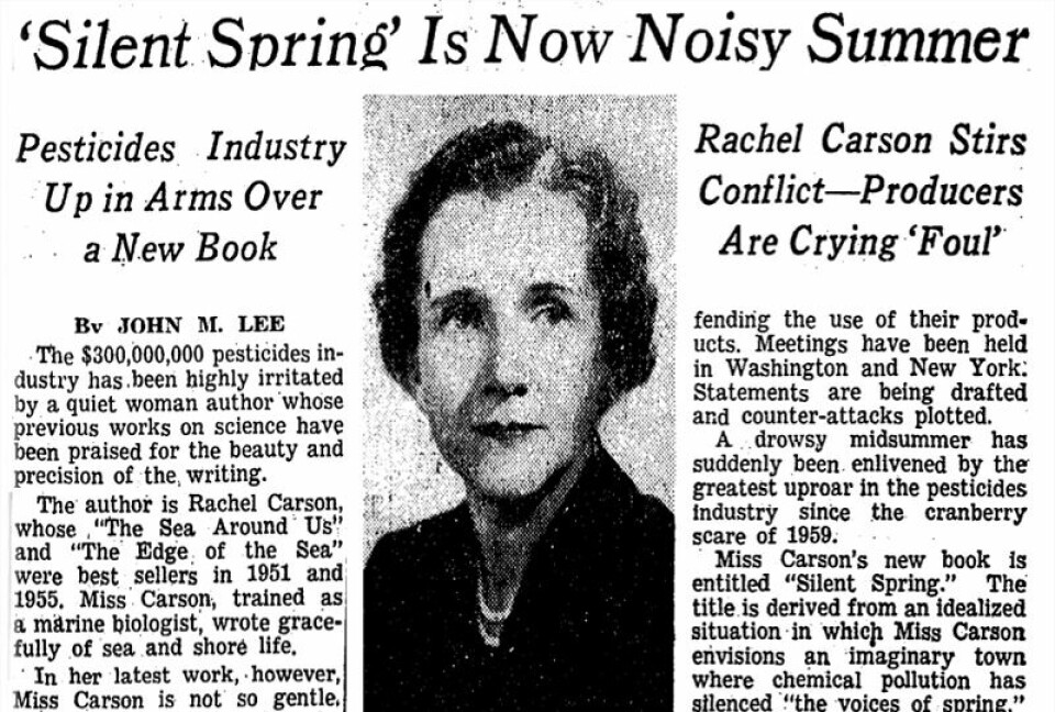 Rachel Carson’s book made national news. This clip is from The New York Times from 22 July 1962, page 86.