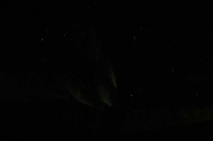 Nordlyset sett fra Svalbard, klokka 7:30 i dag tidlig. (Foto: Magnar Gullikstad Johnsen) Nordlyset sett fra Svalbard, klokka 7:30 i dag tidlig. (Foto: Magnar Gullikstad Johnsen)