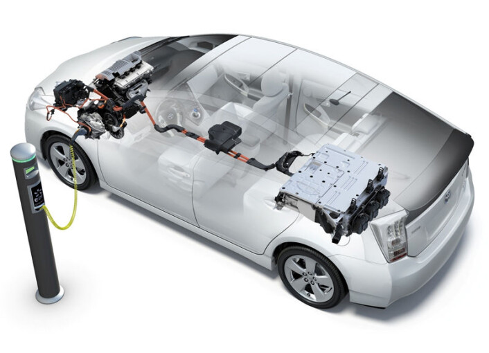 Toyota Prius plugginn-hybrid, prinsipptegning (Illustrasjon: Toyota) Toyota Prius plugginn-hybrid, prinsipptegning (Illustrasjon: Toyota)