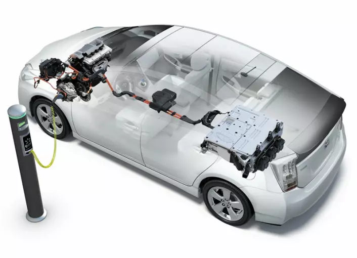 Toyota Prius plugginn-hybrid, prinsipptegning (Illustrasjon: Toyota)