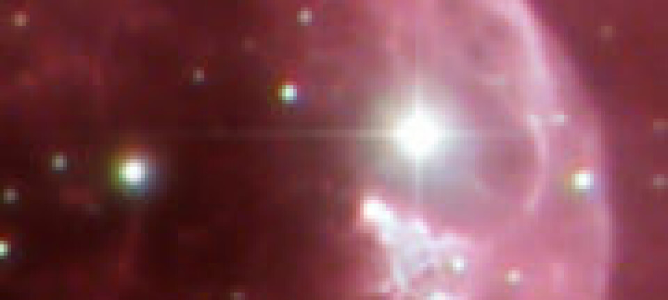 Detalj fra bilde av Bobletåken (NGC 7635), emisjonståke i Kassiopeia, fotografert fra Nøtterøy (Vestfold) over flere netter i september 2009 av Tom Victor Kolkin.