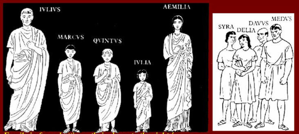 Den typiske romerske kjernefamilien besto av mor, far, tre barn og noen slaver.