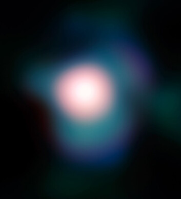 Dette bildet av Betelgeuse er tatt med European Southern Observatorys Very Large Telescope, og viser at stjernen har en utstrakt atmosfære,. (Foto: ESO, se lisens) Dette bildet av Betelgeuse er tatt med European Southern Observatorys Very Large Telescope, og viser at stjernen har en utstrakt atmosfære,. (Foto: ESO, se lisens)