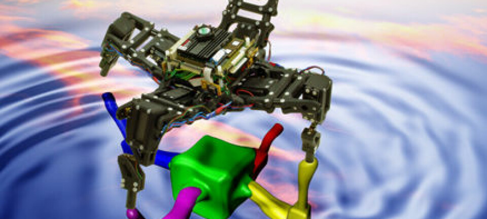 "Ved hjelp av interne simuleringer i datahjernen, oppdaterer roboten kontinuerlig en modell av sin egen kropp. Dersom en skade på et bein inntreffer, vil modellen se annerledes ut, og roboten endrer gangen sin."