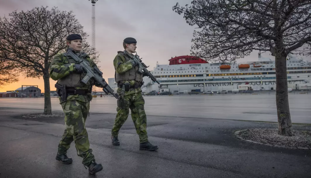 Sverige økte det militære nærværet på øya Gotland i Østersjøen allerede før Russland invaderte Ukraina i februar. Til nå har Sverige stått utenfor Nato, men invasjonen har gjort at stadig flere mener det er riktig å gå søke medlemskap og bli del av alliansens kollektive forsvar. Bildet er tatt i januar.