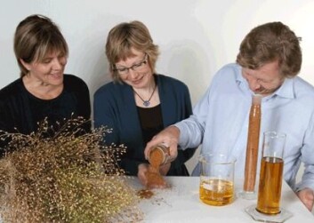 Forskerne Bente Kirkhus, Anne Kjersti Uhlen og Gjermund Vogt skal jobbe med vegetabilske oljer fra den vilvoksende planten camelina og havre. (Foto: Kjell J. Merok) Forskerne Bente Kirkhus, Anne Kjersti Uhlen og Gjermund Vogt skal jobbe med vegetabilske oljer fra den vilvoksende planten camelina og havre. (Foto: Kjell J. Merok)