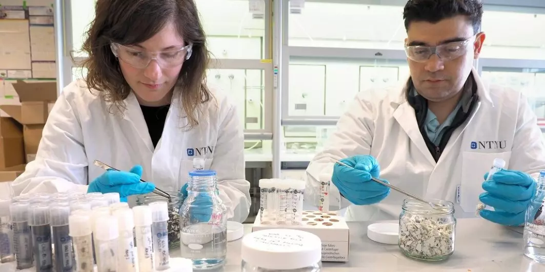 Forskerne Gabriela Castro og Alexandros Asimakopoulos i laboratoriet.