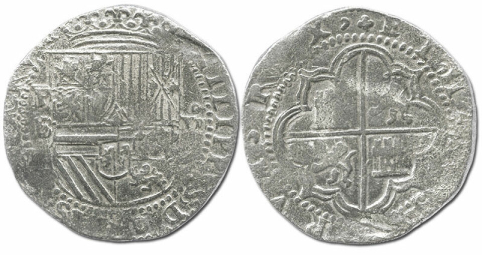 Sølvmynt fra Potosí i Peru, preget på 1500-tallet under Filip 2. (Foto: Daniel Frank Sedwick, LLC)
