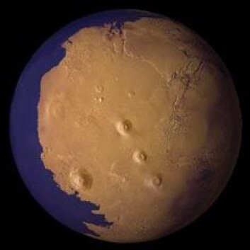 "For rundt 2 milliarder år siden var kanskje så mye som en tredjedel av Mars dekket av hav. (Illustrasjon: NASA)" "For rundt 2 milliarder år siden var kanskje så mye som en tredjedel av Mars dekket av hav. (Illustrasjon: NASA)"