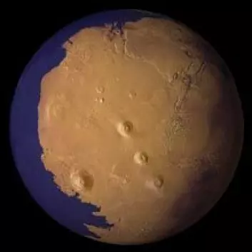"For rundt 2 milliarder år siden var kanskje så mye som en tredjedel av Mars dekket av hav. (Illustrasjon: NASA)"