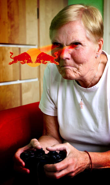 Aggresjon og fart. Dataspillere som kjører i en bil med Red Bull-logo på, kjører mer aggressivt enn hvis bilen har en vanlig farge. (Illustrasjon: Colourbox / Per Byhring) Aggresjon og fart. Dataspillere som kjører i en bil med Red Bull-logo på, kjører mer aggressivt enn hvis bilen har en vanlig farge. (Illustrasjon: Colourbox / Per Byhring)