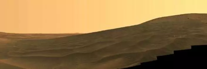 "I dag er Mars en ørken. Fra Gusev-krateret på den sørlige halvkule. (Foto: NASA)"