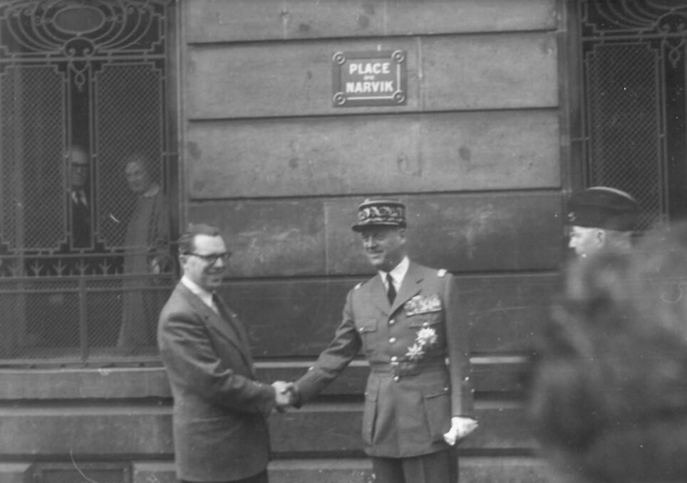 General Antoine Béthouart ledet de franske styrkene i Narvik i 1940. Her er han fotografert ved Avenue de Messine i forbindelse med åpningen av «Place de Narvik» i Paris, 25. mai 1955.