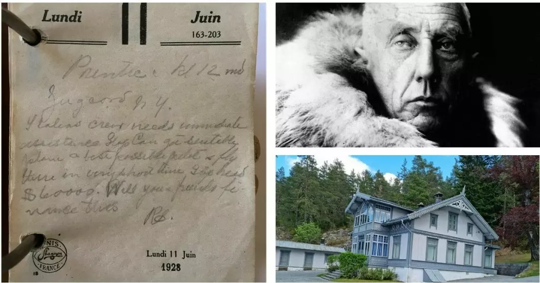 11. juni skriver Roald Amundsen sitt siste notat i kalenderen på skrivebordet i sitt hjem på Svartskog. Få dager etter er han forsvunnet i isødet.