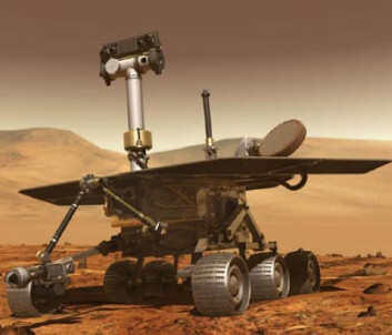 Illustrasjonen viser hvordan Spirit kan ha sett ut da hun landet - hun er nok betydelig mer støvete nå. (Illustrasjon: NASA) Illustrasjonen viser hvordan Spirit kan ha sett ut da hun landet - hun er nok betydelig mer støvete nå. (Illustrasjon: NASA)