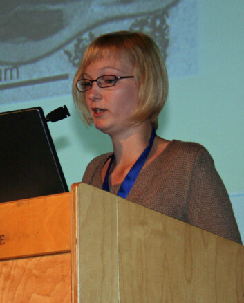 "Karen Van Hoecke ved Ghent University i Belgia har sett på hvordan ceriumdioksid påvirker grønnalger. (Foto: Bjørnar Kjensli)" "Karen Van Hoecke ved Ghent University i Belgia har sett på hvordan ceriumdioksid påvirker grønnalger. (Foto: Bjørnar Kjensli)"