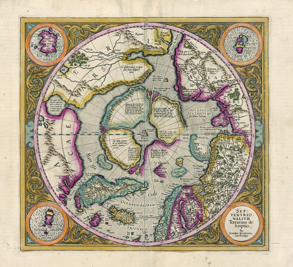 Kjenner du igjen Norge og Grønland på disse gamle kartene? Dette er fra 1613, laget av Gerardus Mercator (1512-1594).