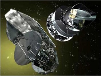 Herschel (t.v.) og Planck blir de dyreste og to av de viktigste satellittene Europa noen gang har skutt opp. (Illustrasjon: ESA) Herschel (t.v.) og Planck blir de dyreste og to av de viktigste satellittene Europa noen gang har skutt opp. (Illustrasjon: ESA)