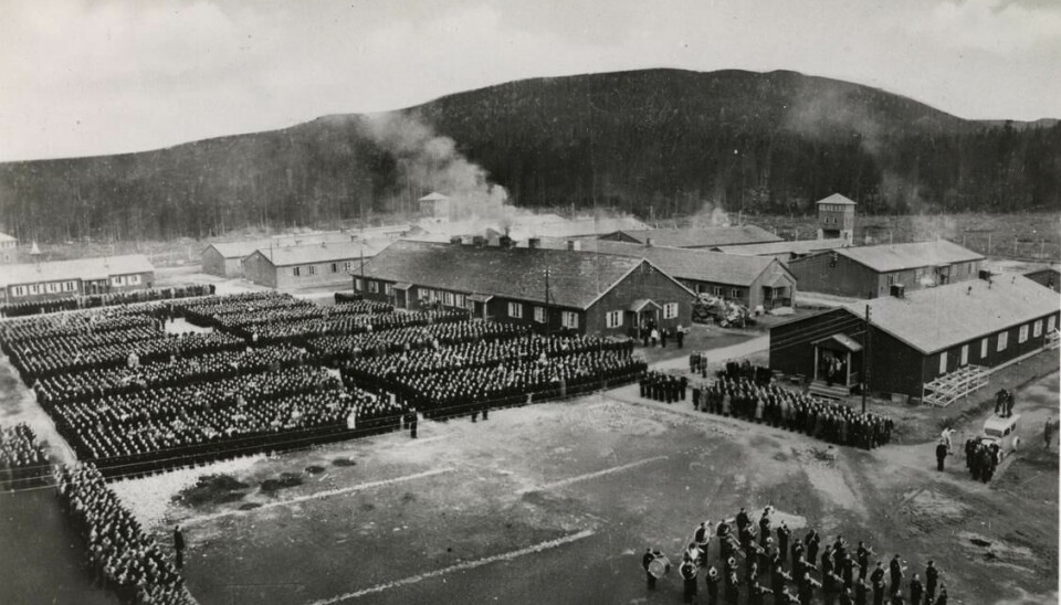Grini var den største fangeleiren i Norge i andre verdenskrig. Dette bildet er tatt på frigjøringsdagen 1945.