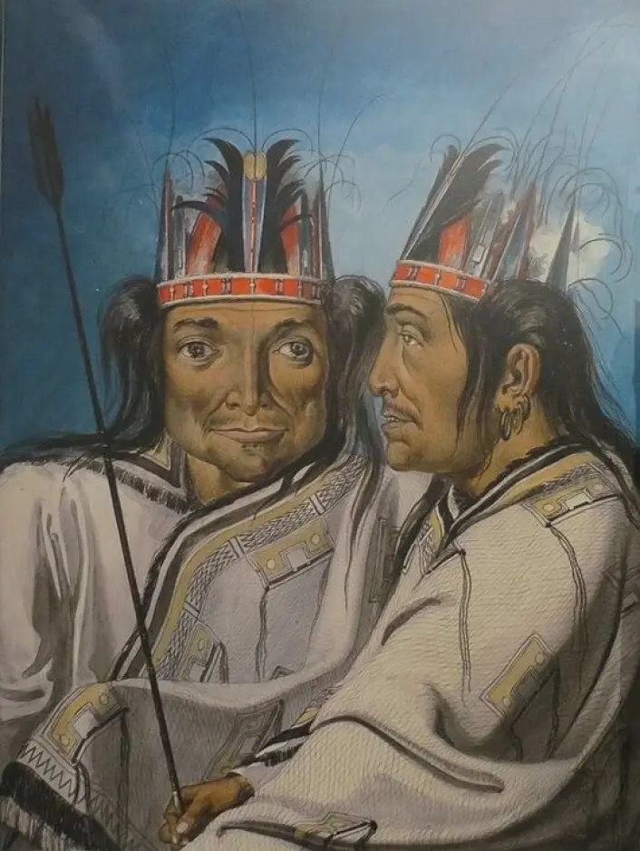 Taion (høvding) fra Aliaksa Island. Maleri av Mikhail Tikhanov, 1818. Alaska State Museum, Juneau. Taion (høvding) fra Aliaksa Island. Maleri av Mikhail Tikhanov, 1818. Alaska State Museum, Juneau.