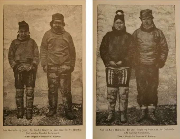 I Fridtjof Nansens bok «Paa Ski over Grønland. En Skildring af Den Norske Grønlands-ekspedisjon 1888-89» finner du disse bildene, reproduksjoner av John Møllers fotografier, med følgende bildetekster: «Til venstre: Ane Kornelia og Joel. En daarlig fanger og hans frue fra Ny Hernhut (Af mindre blandet herkomst). Til høyre: Ane and Lars Heilman. En god fanger og hans frue fra Godthaab (Af blandet herkomst).» I Fridtjof Nansens bok «Paa Ski over Grønland. En Skildring af Den Norske Grønlands-ekspedisjon 1888-89» finner du disse bildene, reproduksjoner av John Møllers fotografier, med følgende bildetekster: «Til venstre: Ane Kornelia og Joel. En daarlig fanger og hans frue fra Ny Hernhut (Af mindre blandet herkomst). Til høyre: Ane and Lars Heilman. En god fanger og hans frue fra Godthaab (Af blandet herkomst).»