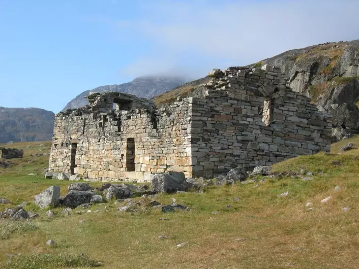 Church ruins from Old Norse settlements in eastern Greenland.