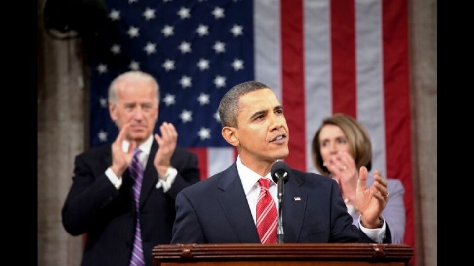 'President Barack Obama taler til hele Kongressen 27.januar. (Foto: Pete Souza/ Det Hvite hus'