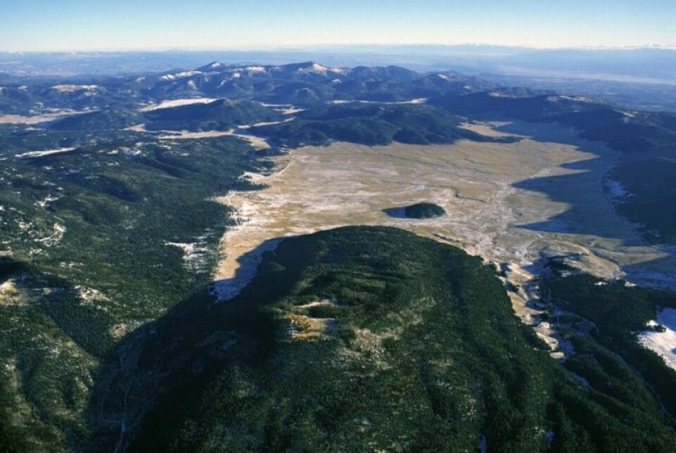 Flyfoto av Valle Grande i Valles Caldera. Foto: Don Usner.