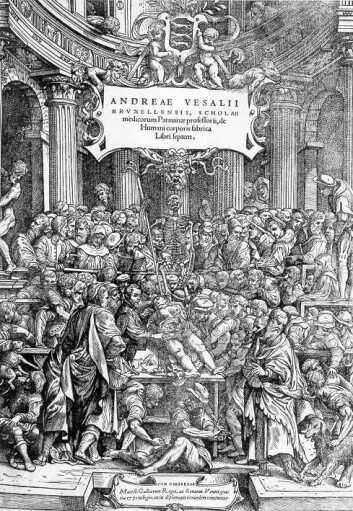 "De humani corpores fabrica libri septem kom som en åpenbaring i 1543." "De humani corpores fabrica libri septem kom som en åpenbaring i 1543."