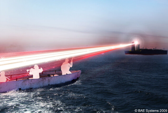 Det britiske BAE Systems er i ferd med å utvikle en laserkanon som kan brukes mot pirater. (Illustrasjonsfoto: BAE Systems © 2010) Det britiske BAE Systems er i ferd med å utvikle en laserkanon som kan brukes mot pirater. (Illustrasjonsfoto: BAE Systems © 2010)